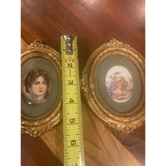 Vtg Cameo Creations x2  Victorian Ornate Gold Frames Oval Pictures Green - Picture 6 of 10